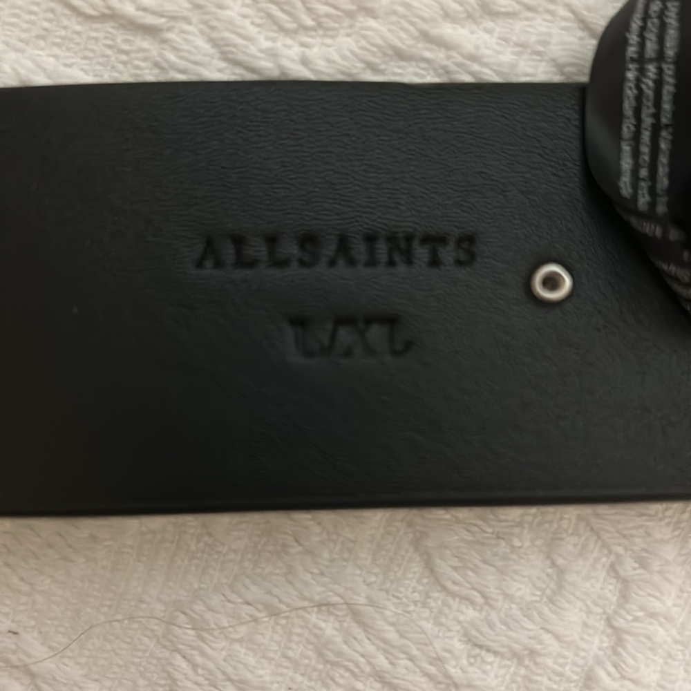 All Saints Dani Leather Belt, Womens, black, large silver rivets, size L/XL. New - Picture 7 of 7
